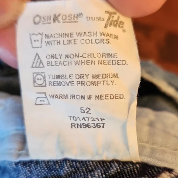 Vintage OshKosh Denim Overalls B'Gosh Vestback Jeans Honduras 2T 90's - Picture 8 of 11